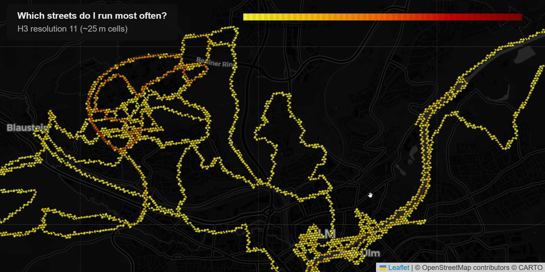 h3 heatmap of my runs