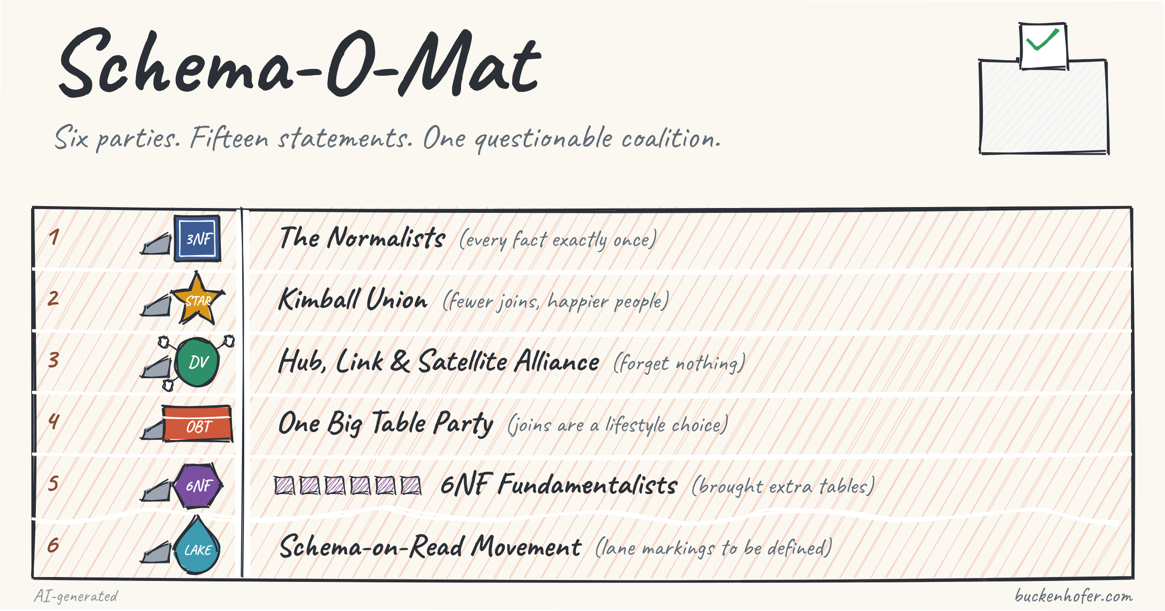 Schema-o-mat: Find your data modeling party.